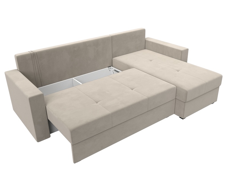 Диван угловой Верона Лайт правый угол, Микровельвет, Бежевый