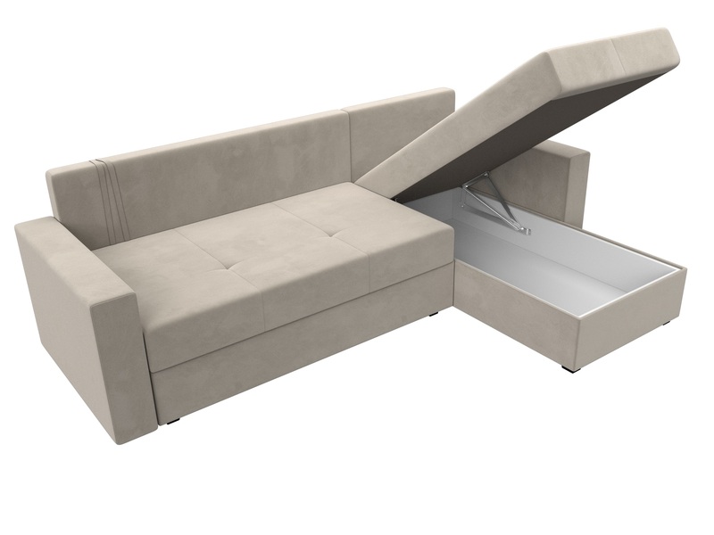 Диван угловой Верона Лайт правый угол, Микровельвет, Бежевый