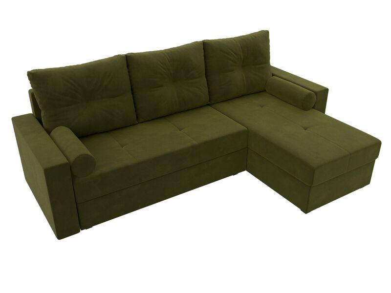 Диван угловой Верона Лайт правый угол, Микровельвет, Зеленый