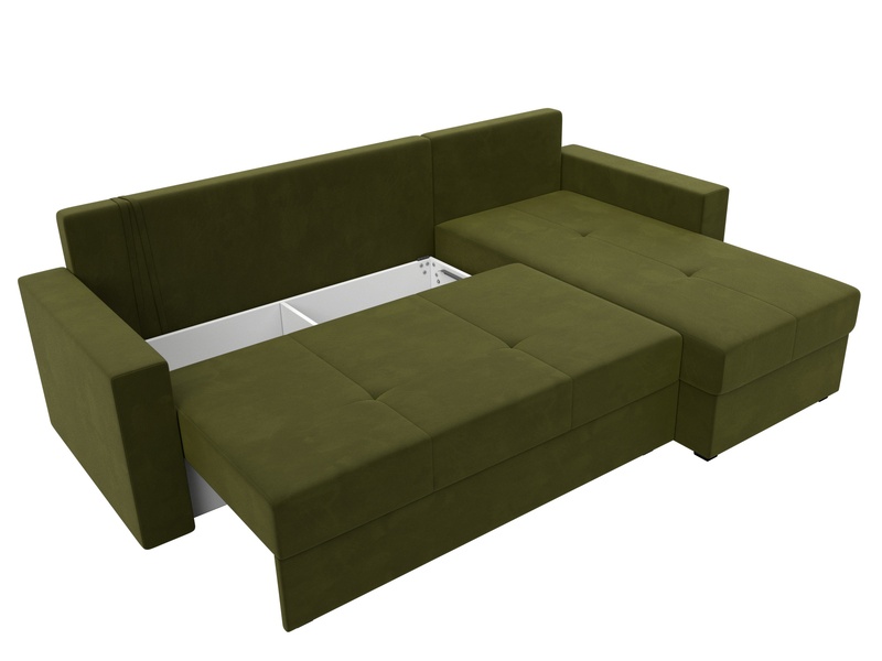 Диван угловой Верона Лайт правый угол, Микровельвет, Зеленый