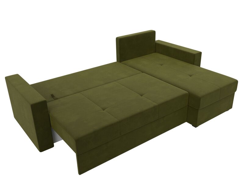 Диван угловой Верона Лайт правый угол, Микровельвет, Зеленый