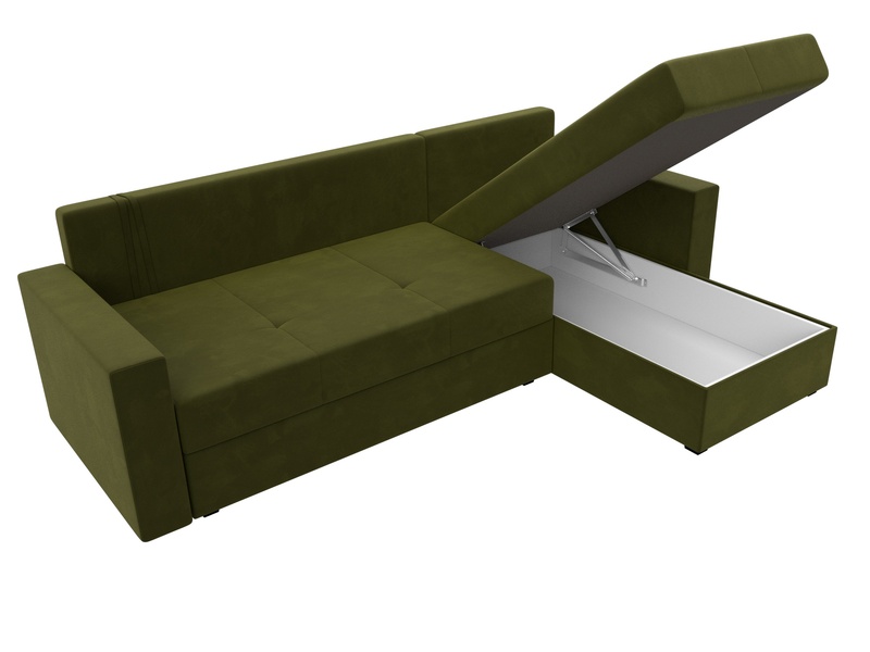 Диван угловой Верона Лайт правый угол, Микровельвет, Зеленый