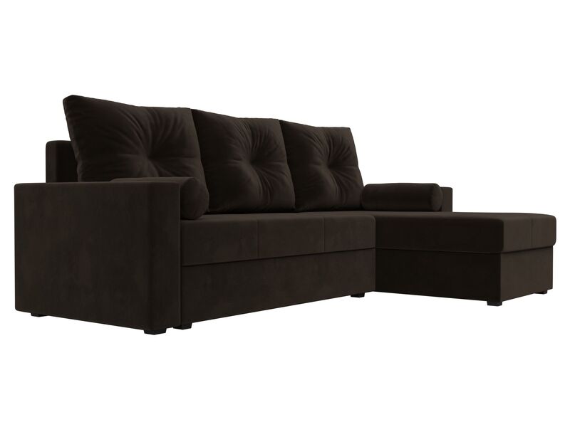 Диван угловой Верона Лайт правый угол, Микровельвет, Коричневый