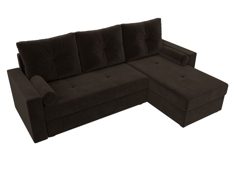 Диван угловой Верона Лайт правый угол, Микровельвет, Коричневый