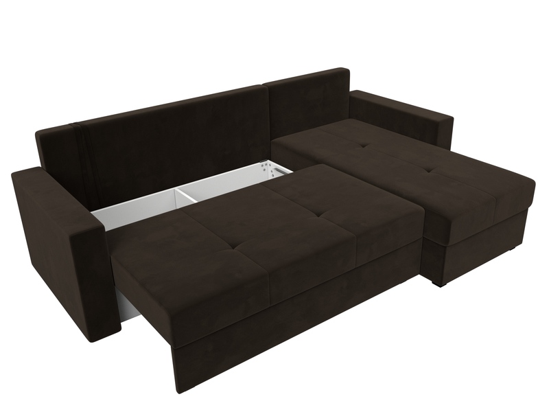 Диван угловой Верона Лайт правый угол, Микровельвет, Коричневый
