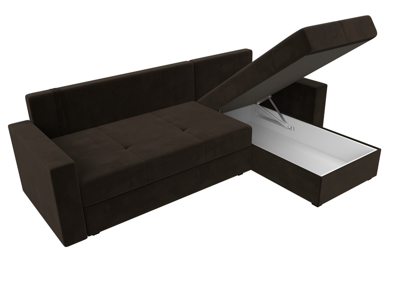 Диван угловой Верона Лайт правый угол, Микровельвет, Коричневый