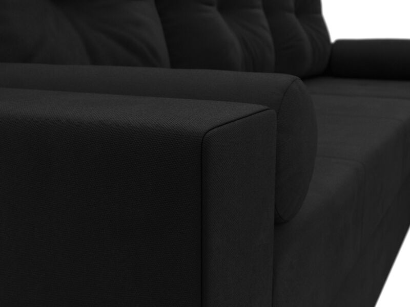 Диван угловой Верона Лайт правый угол, Микровельвет, Черный