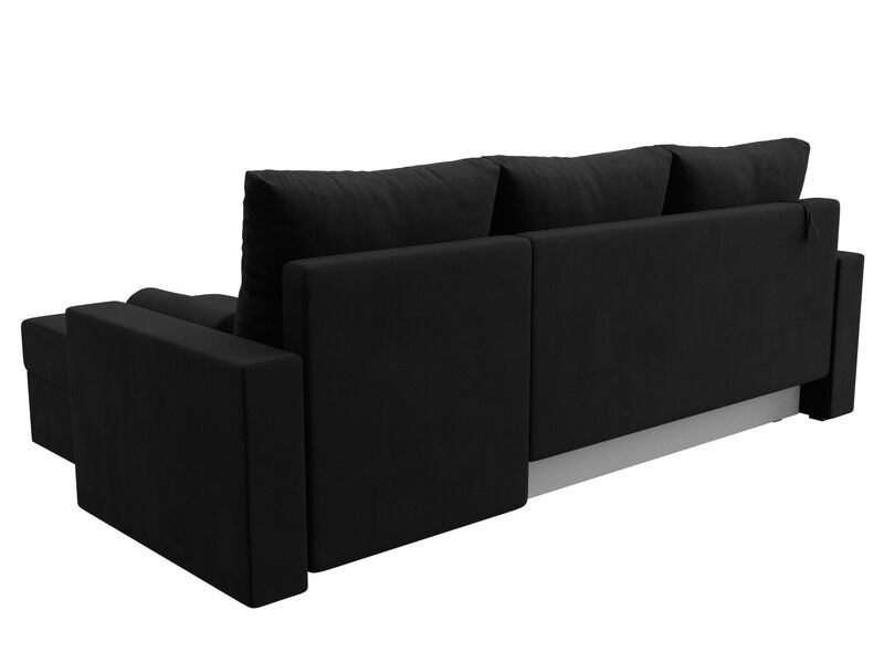 Диван угловой Верона Лайт правый угол, Микровельвет, Черный