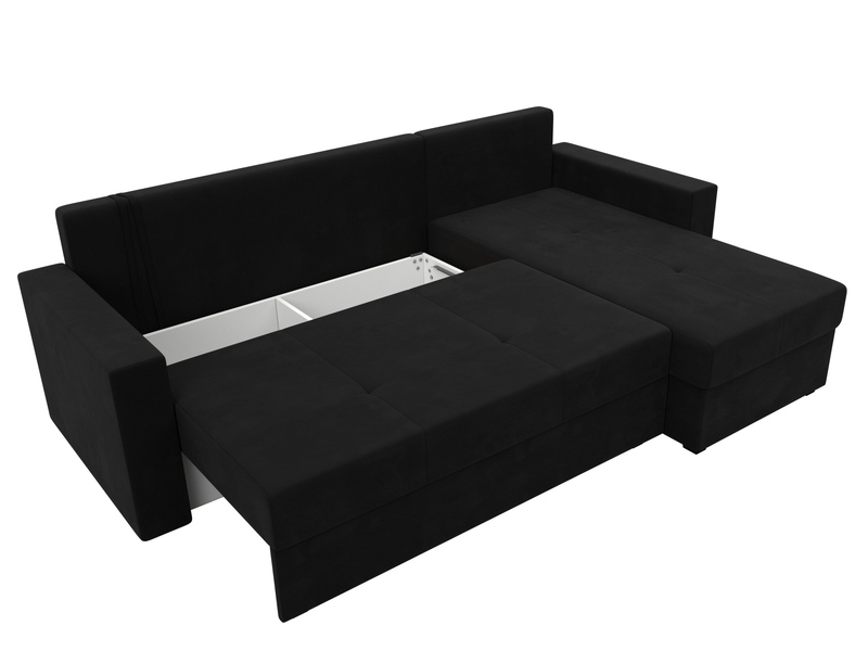 Диван угловой Верона Лайт правый угол, Микровельвет, Черный