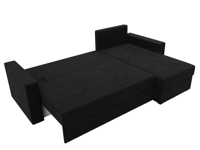 Диван угловой Верона Лайт правый угол, Микровельвет, Черный