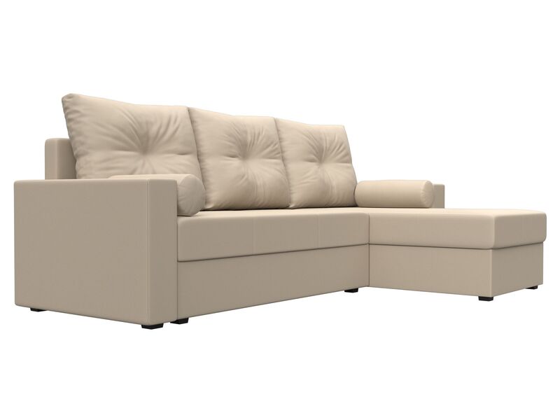 Диван угловой Верона Лайт правый угол, Экокожа, Бежевый