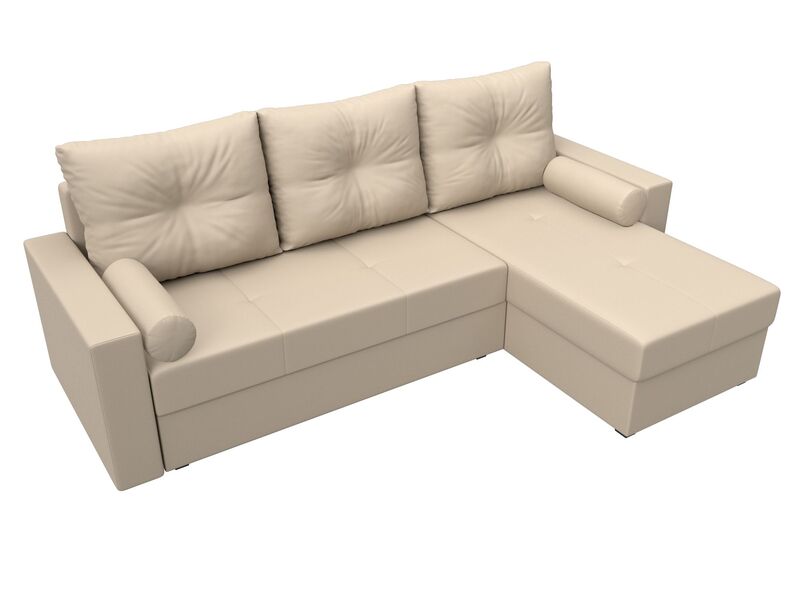 Диван угловой Верона Лайт правый угол, Экокожа, Бежевый