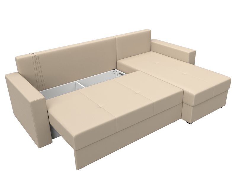 Диван угловой Верона Лайт правый угол, Экокожа, Бежевый