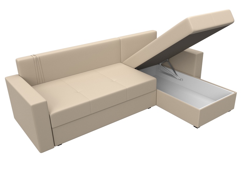 Диван угловой Верона Лайт правый угол, Экокожа, Бежевый