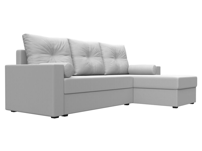 Диван угловой Верона Лайт правый угол, Экокожа, Белый