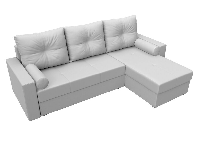 Диван угловой Верона Лайт правый угол, Экокожа, Белый