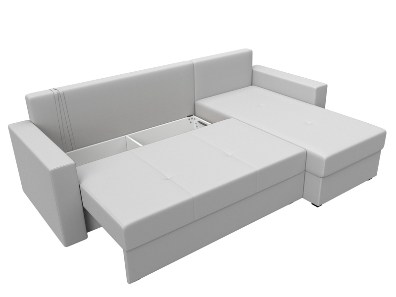 Диван угловой Верона Лайт правый угол, Экокожа, Белый