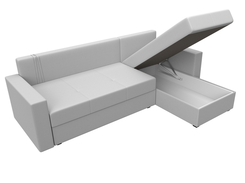 Диван угловой Верона Лайт правый угол, Экокожа, Белый