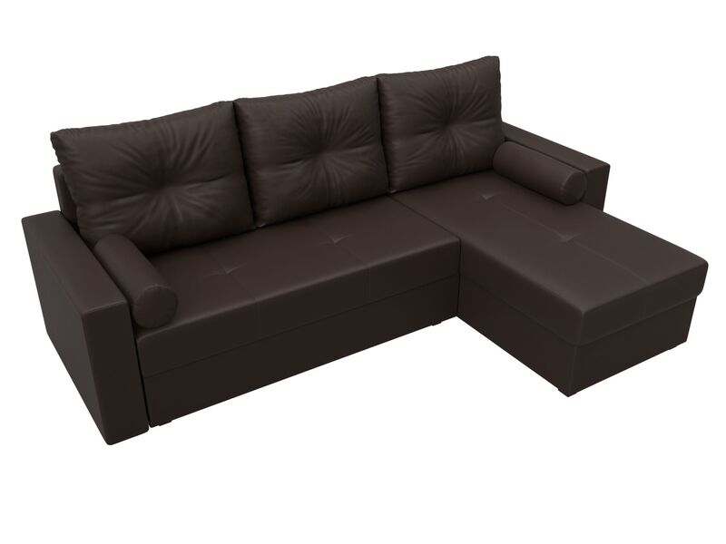 Диван угловой Верона Лайт правый угол, Экокожа, Коричневый