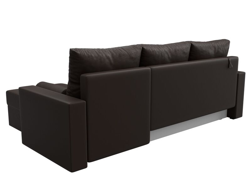 Диван угловой Верона Лайт правый угол, Экокожа, Коричневый