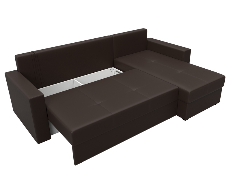 Диван угловой Верона Лайт правый угол, Экокожа, Коричневый