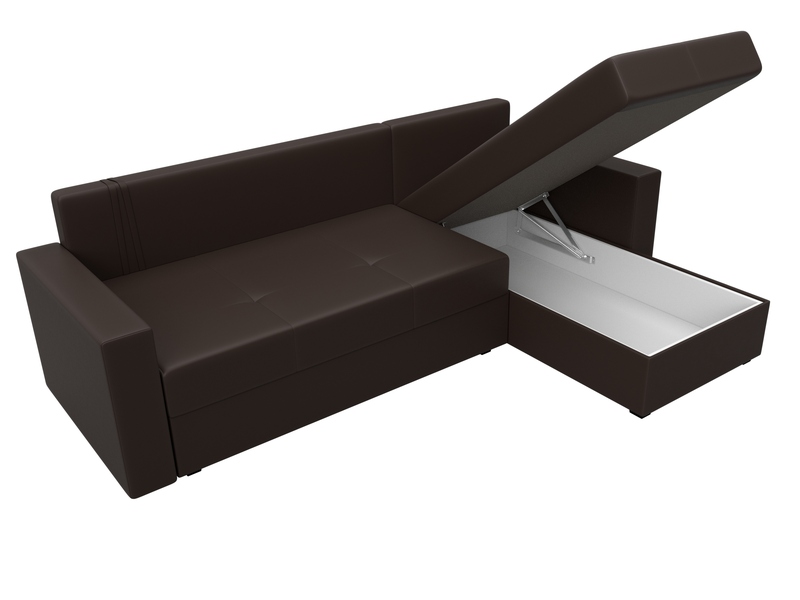 Диван угловой Верона Лайт правый угол, Экокожа, Коричневый