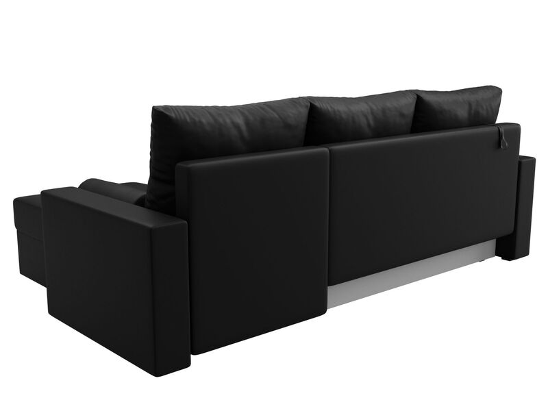 Диван угловой Верона Лайт правый угол, Экокожа, Черный