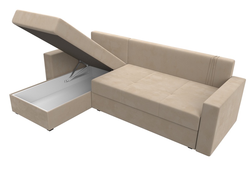 Диван угловой Верона Лайт левый угол, Велюр, SEVEN 729 бежевый