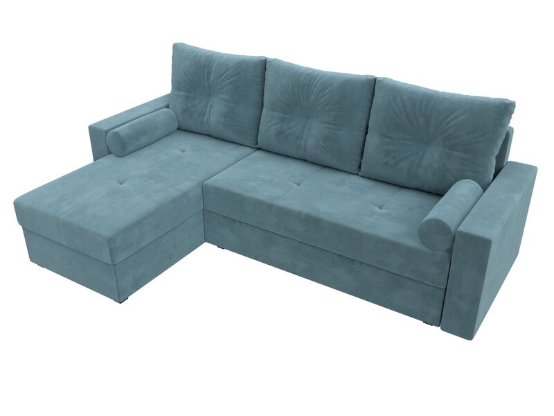 Диван угловой Верона Лайт левый угол, Велюр, SEVEN 113 бирюзовый