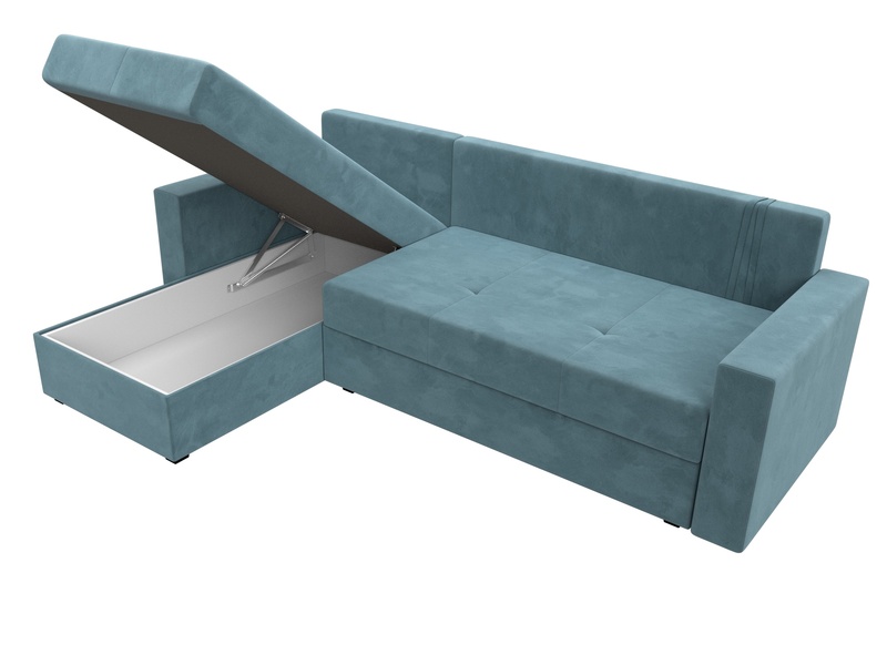Диван угловой Верона Лайт левый угол, Велюр, SEVEN 113 бирюзовый