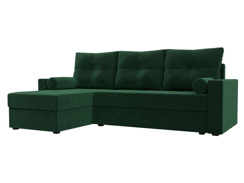 Диван угловой Верона Лайт левый угол, Велюр, SEVEN 626 зеленый