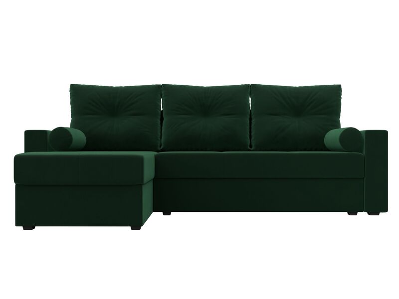 Диван угловой Верона Лайт левый угол, Велюр, SEVEN 626 зеленый
