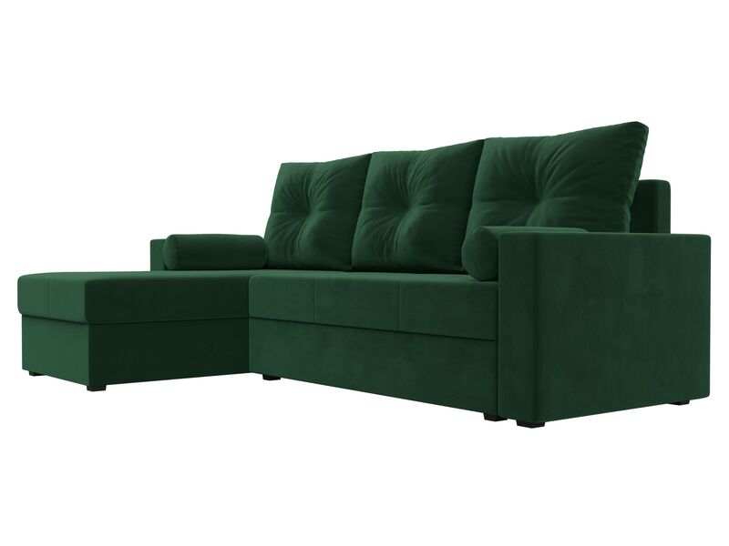 Диван угловой Верона Лайт левый угол, Велюр, SEVEN 626 зеленый