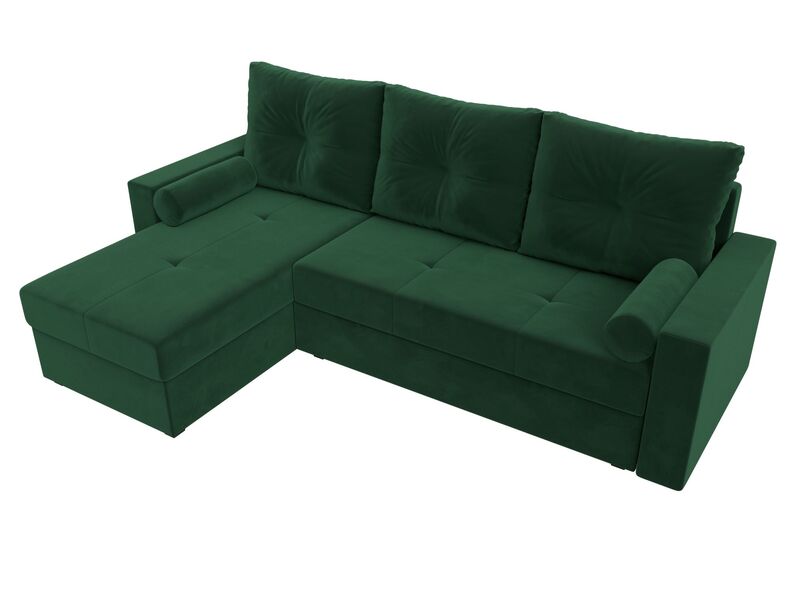 Диван угловой Верона Лайт левый угол, Велюр, SEVEN 626 зеленый
