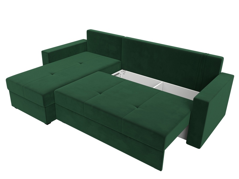 Диван угловой Верона Лайт левый угол, Велюр, SEVEN 626 зеленый