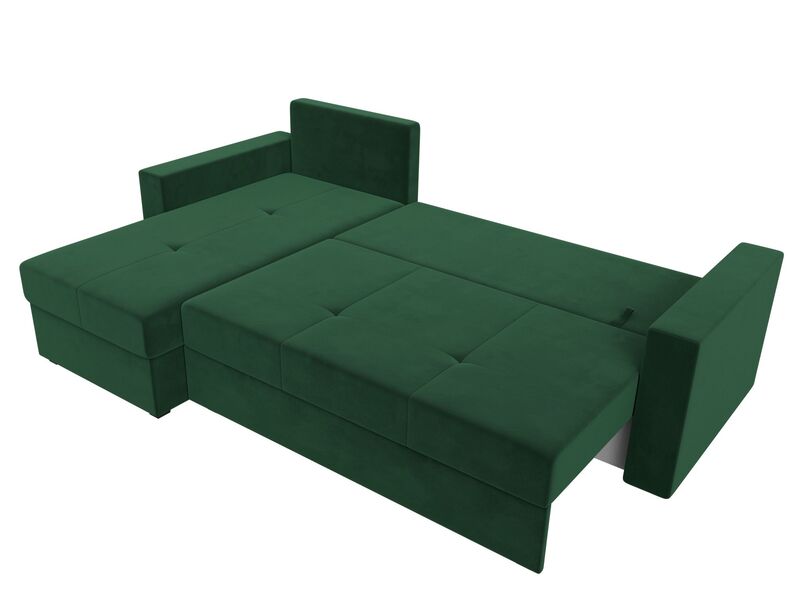 Диван угловой Верона Лайт левый угол, Велюр, SEVEN 626 зеленый