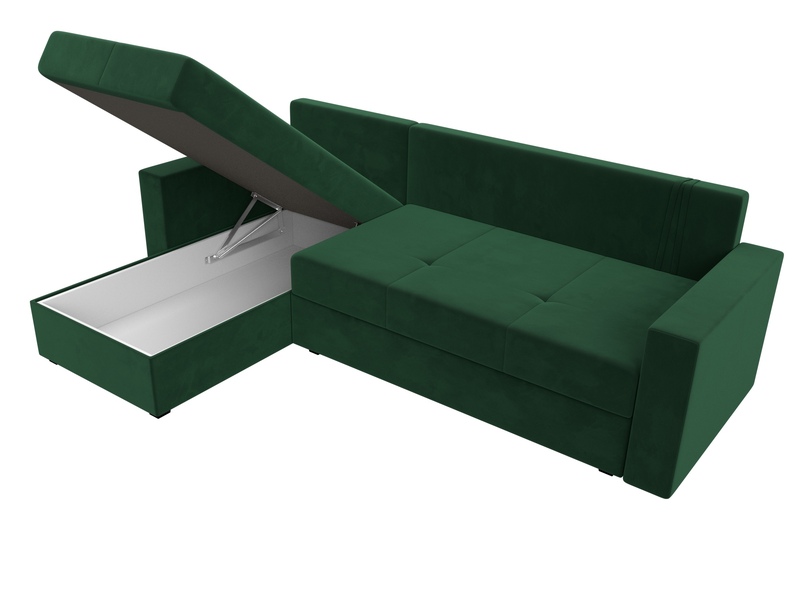 Диван угловой Верона Лайт левый угол, Велюр, SEVEN 626 зеленый
