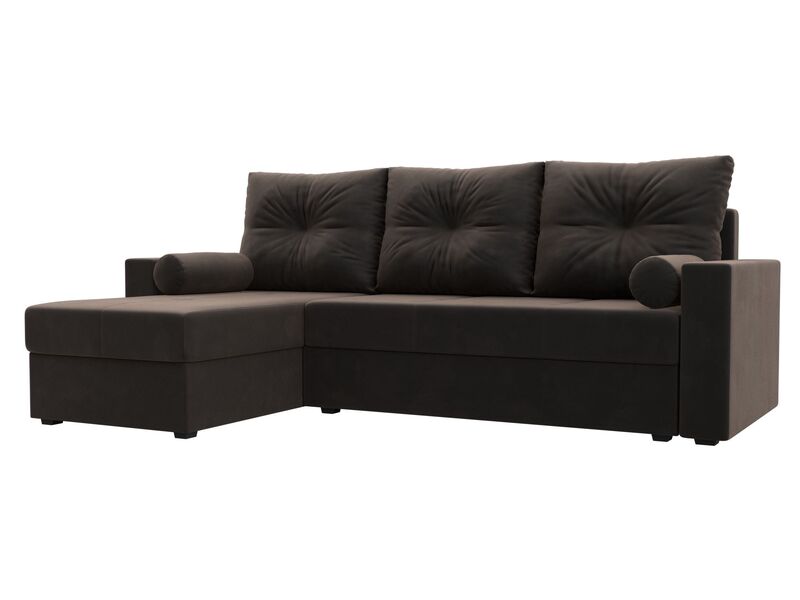 Диван угловой Верона Лайт левый угол, Велюр, SEVEN 727 коричневый