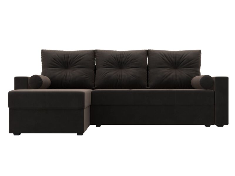 Диван угловой Верона Лайт левый угол, Велюр, SEVEN 727 коричневый