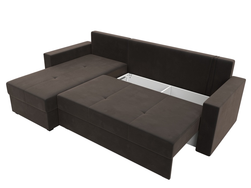 Диван угловой Верона Лайт левый угол, Велюр, SEVEN 727 коричневый