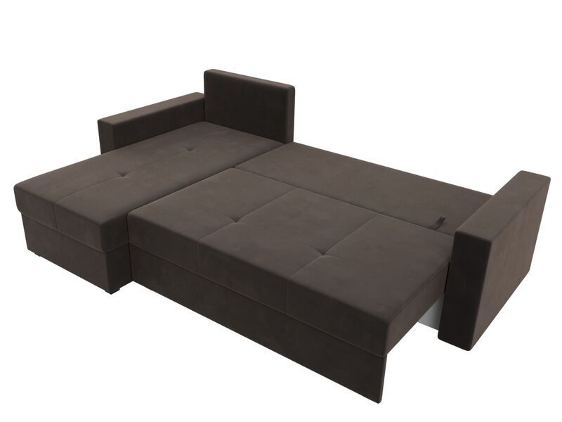 Диван угловой Верона Лайт левый угол, Велюр, SEVEN 727 коричневый