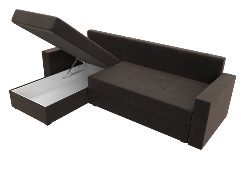 Диван угловой Верона Лайт левый угол, Велюр, SEVEN 727 коричневый