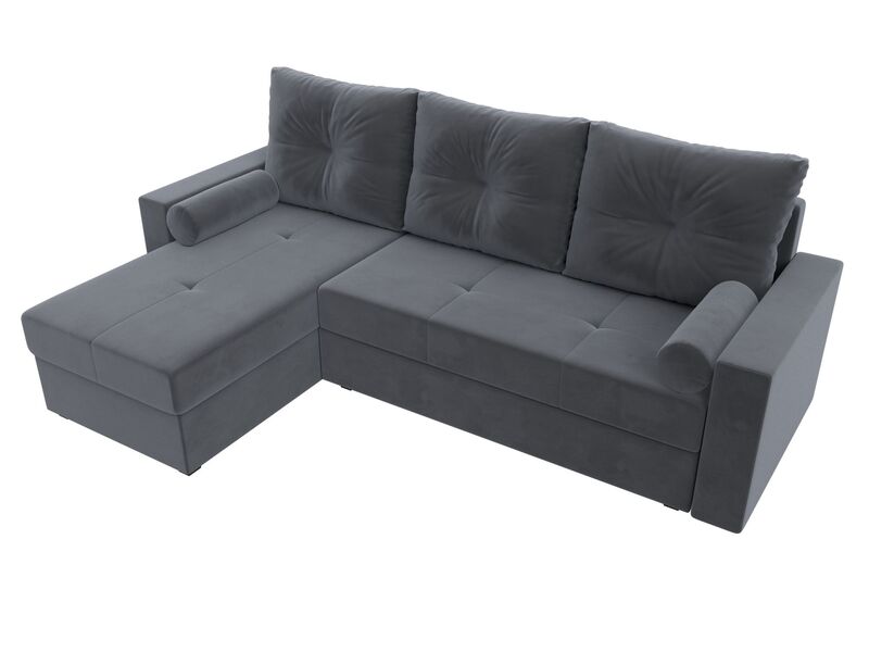 Диван угловой Верона Лайт левый угол, Велюр, SEVEN 17 серый