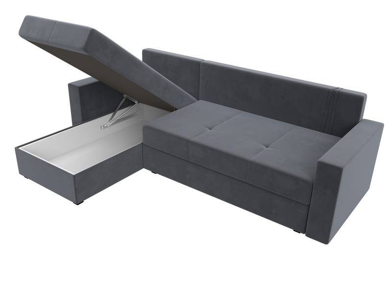 Диван угловой Верона Лайт левый угол, Велюр, SEVEN 17 серый