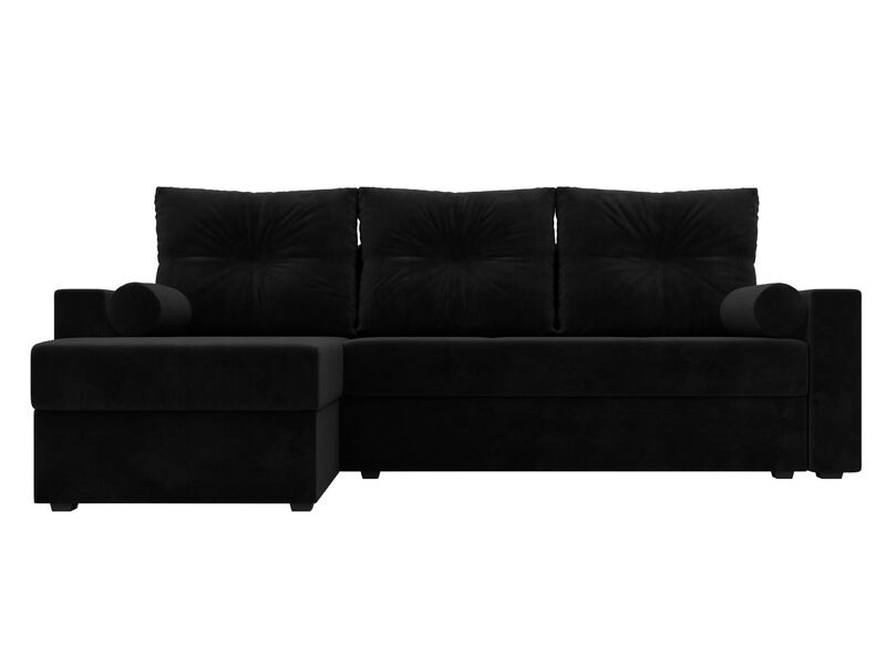 Диван угловой Верона Лайт левый угол, Велюр, SEVEN 35 черный