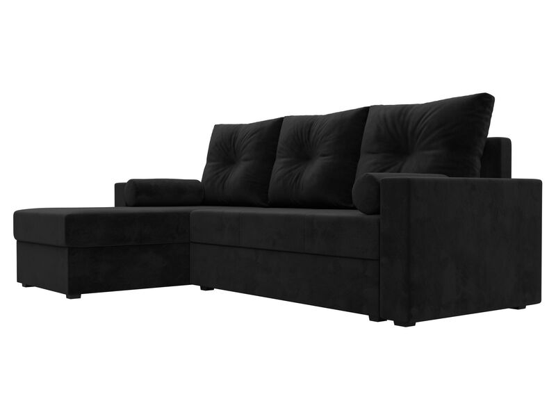Диван угловой Верона Лайт левый угол, Велюр, SEVEN 35 черный