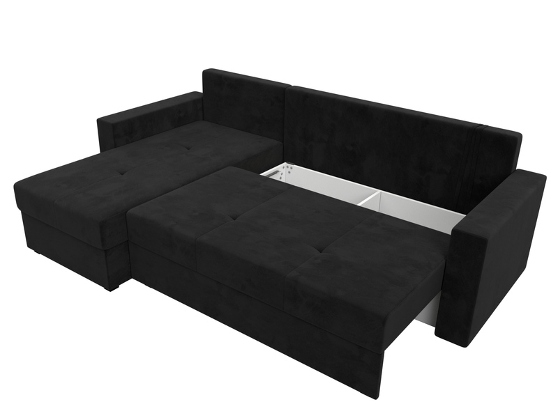 Диван угловой Верона Лайт левый угол, Велюр, SEVEN 35 черный