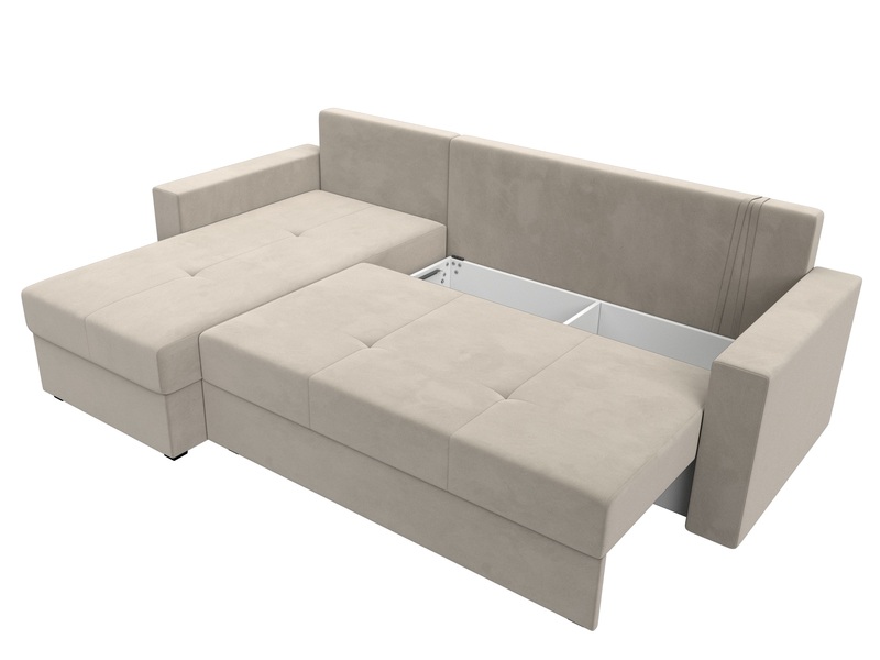 Диван угловой Верона Лайт левый угол, Микровельвет, Бежевый