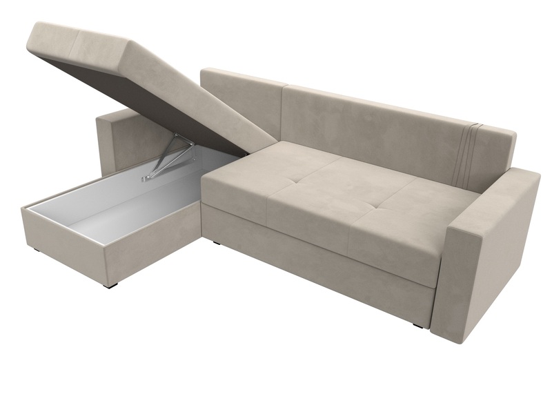 Диван угловой Верона Лайт левый угол, Микровельвет, Бежевый