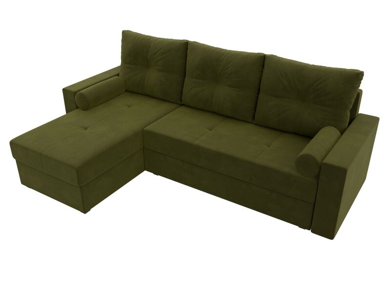 Диван угловой Верона Лайт левый угол, Микровельвет, Зеленый